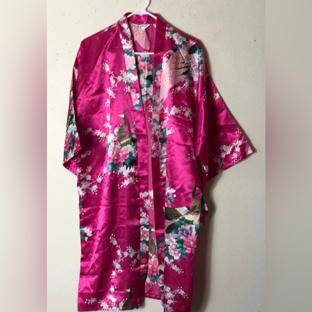 Kaiyu Kimono Long Robe - Peacock & Blossom’s with belt M